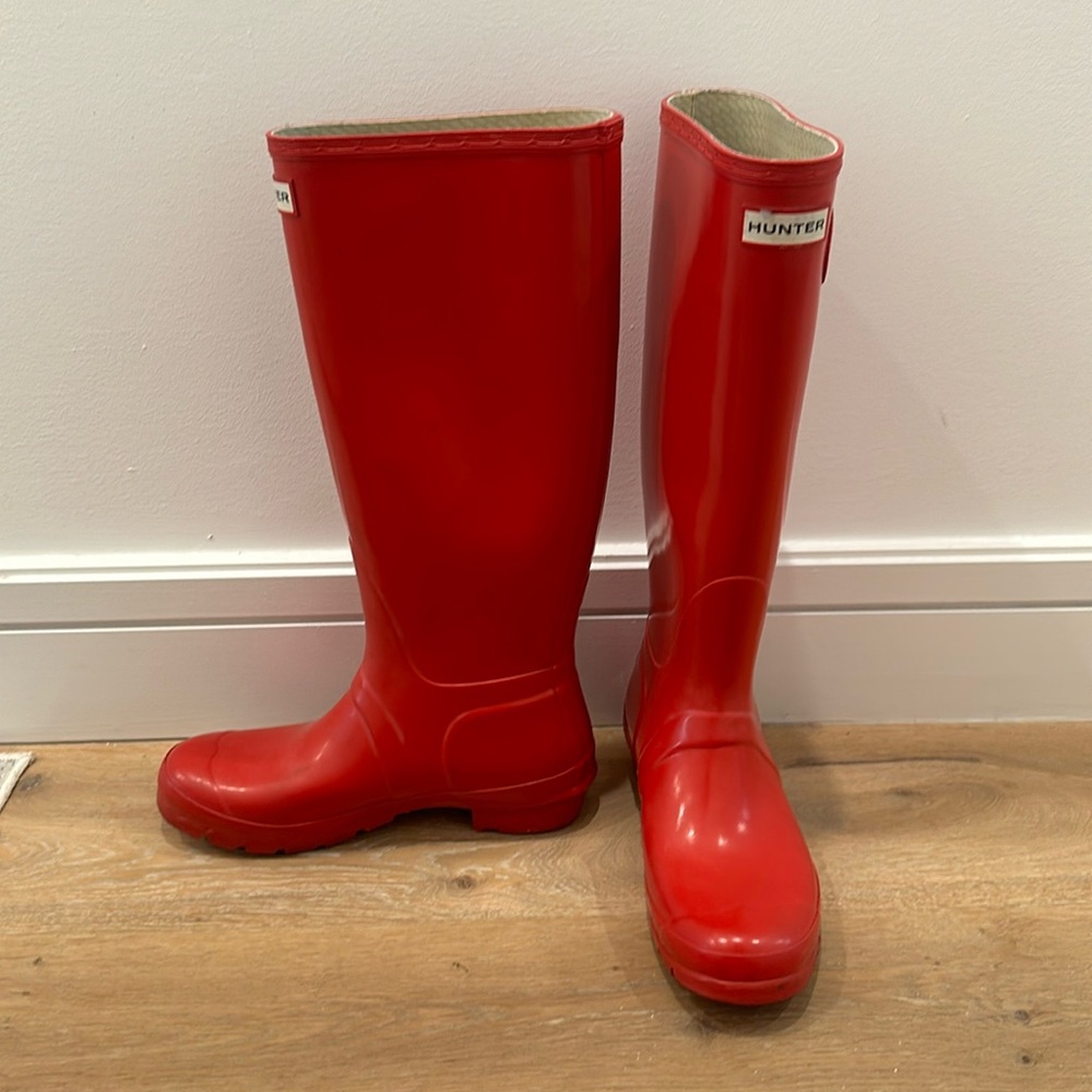 Hunter rain boots original glass size 8 with fleece and knit inserts
